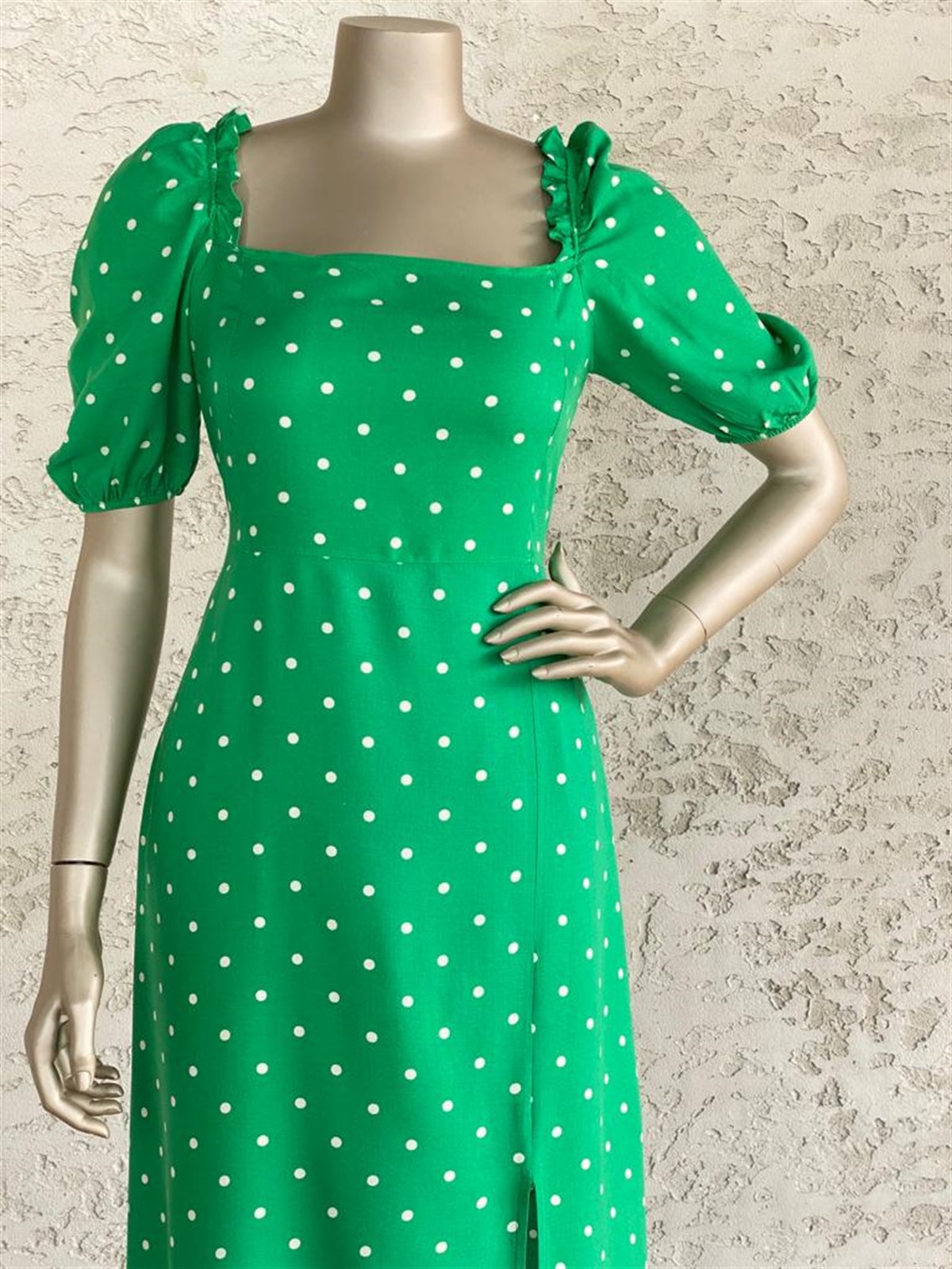Karpuz Kol Puantiyeli Kuşaklı Elbise (Bebe Mavi)