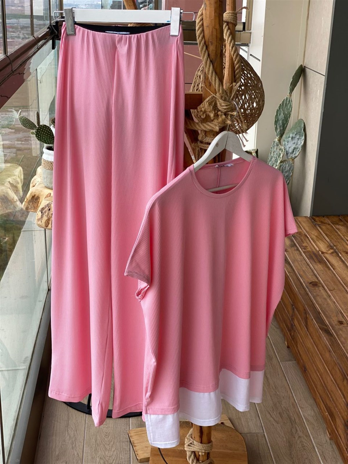 Kaşkorse Fitilli Kumaş Takım (Toz Pembe)
