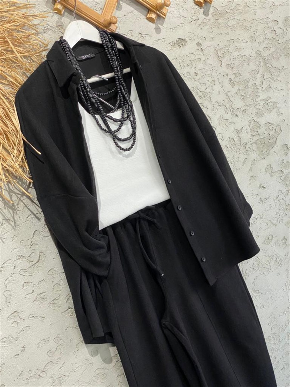 Kaşmir Doku Şalvar Model Takım (Siyah)