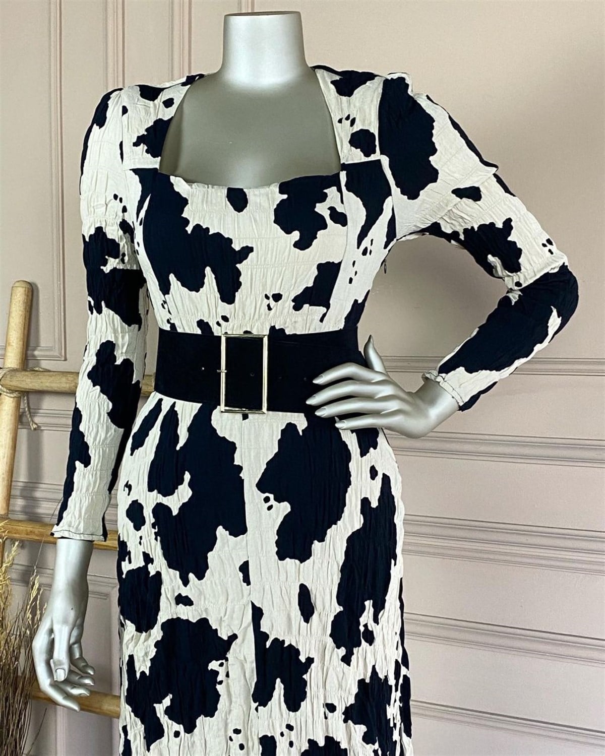 Kemerli Cow Elbise