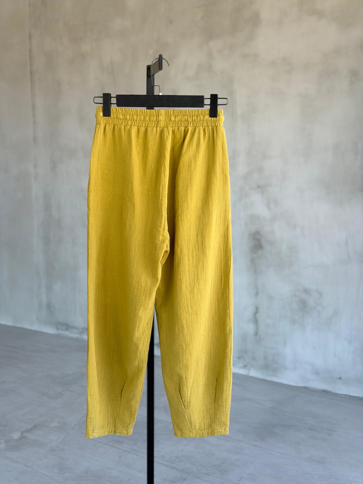 Keten Paçası Pileli Pantolon (Olive)