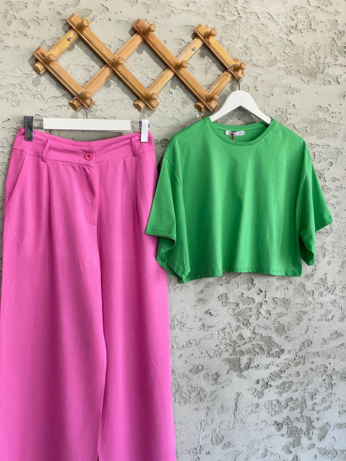 Keten Palazzo Pantolon (Pembe)