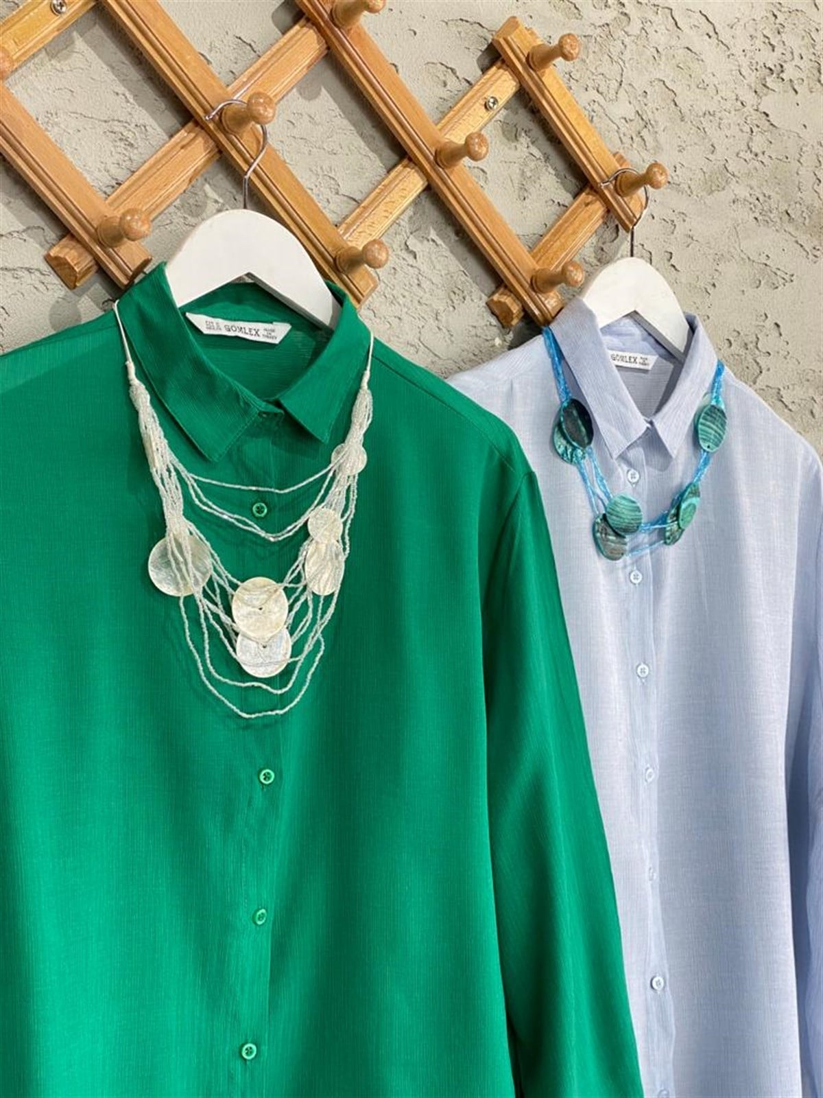 Krinkıl Doku Oversize Gömlek (Benetton Yeşil)