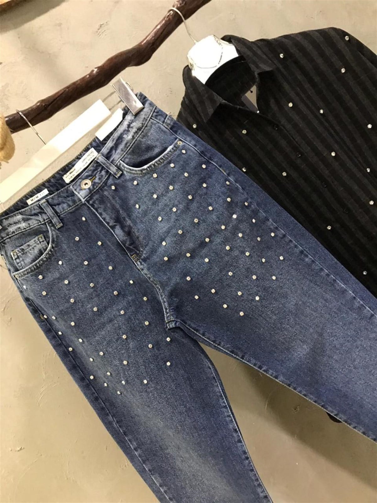 Kristal Taş İşçilikli Boyfriend Jeans
