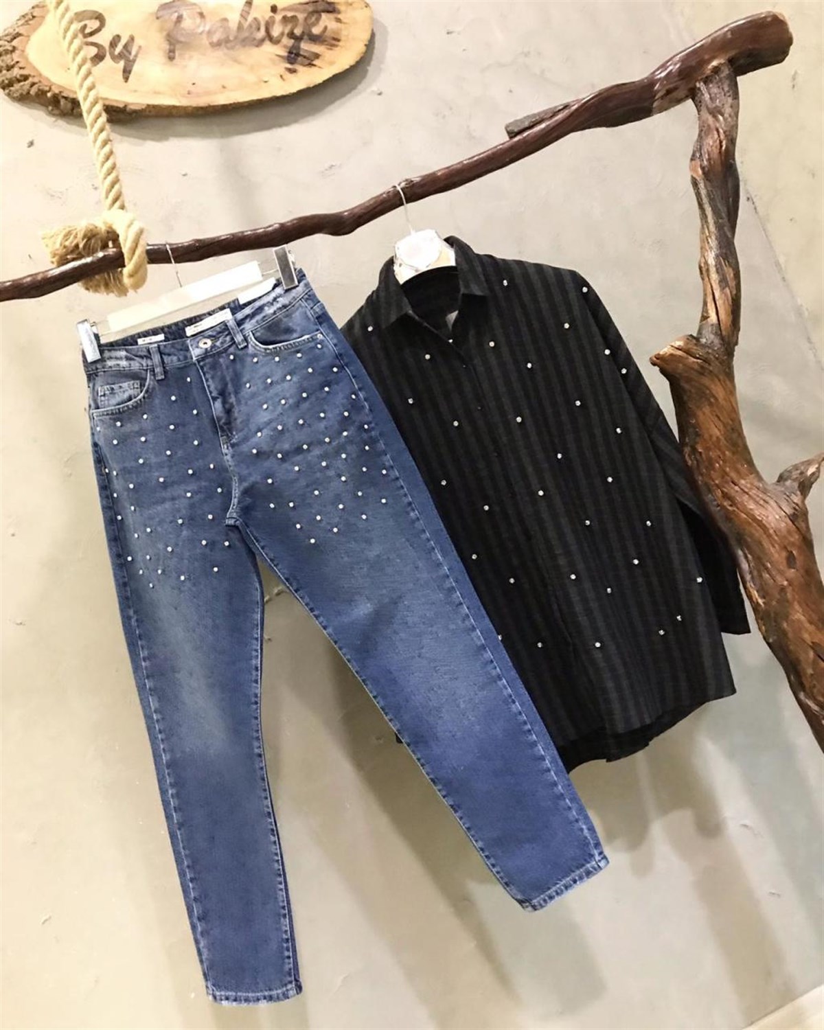 Kristal Taş İşçilikli Boyfriend Jeans
