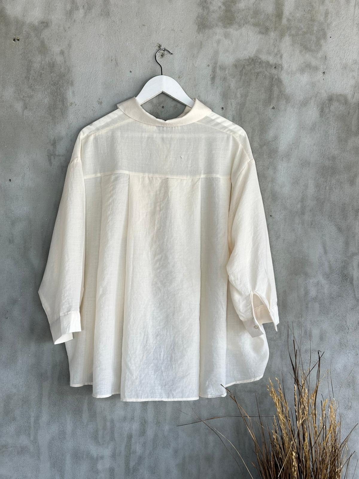 Kristal Taş İşçilikli Oversize Gömlek (Natural)