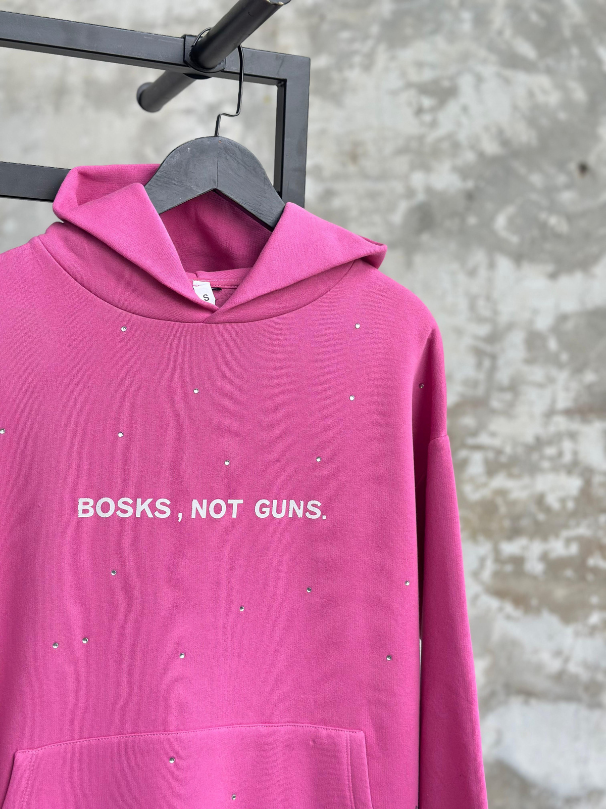 Kristal Taş İşçilikli Yazı Baskılı Sweat (Pembe)