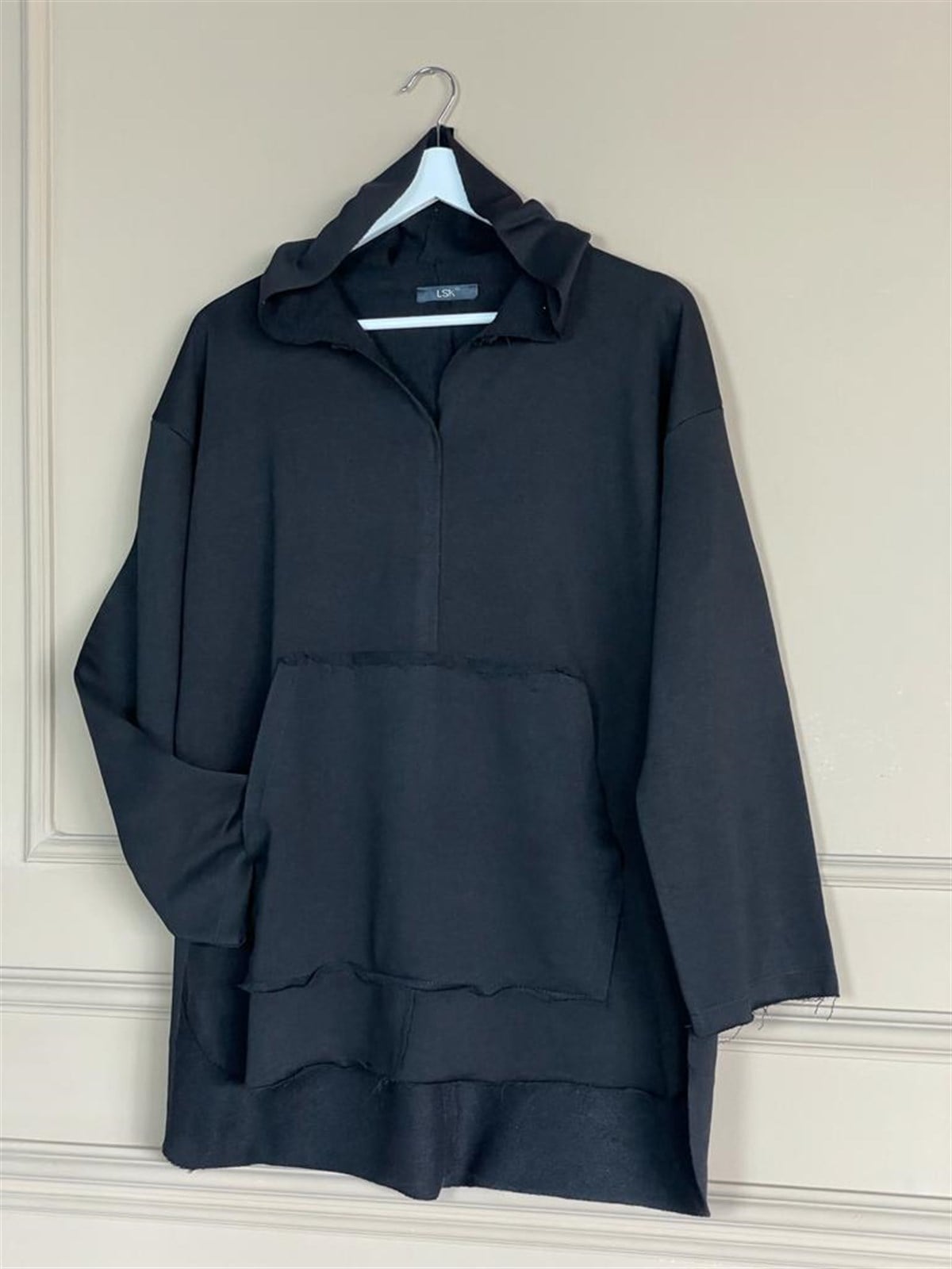Lazer Kesim Cep Detaylı Sweat (Siyah)