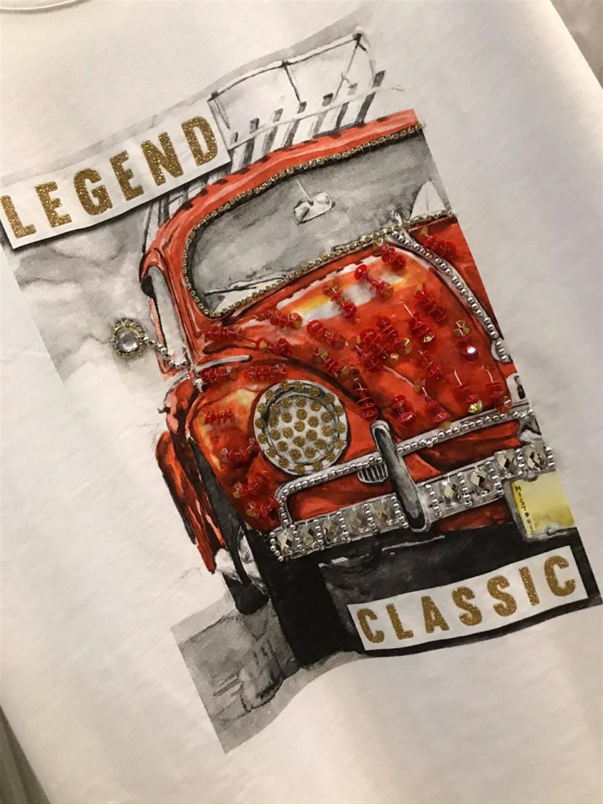 Legend Araba Özel Taş Baskılı Tshirt (SİYAH & BEYAZ)
