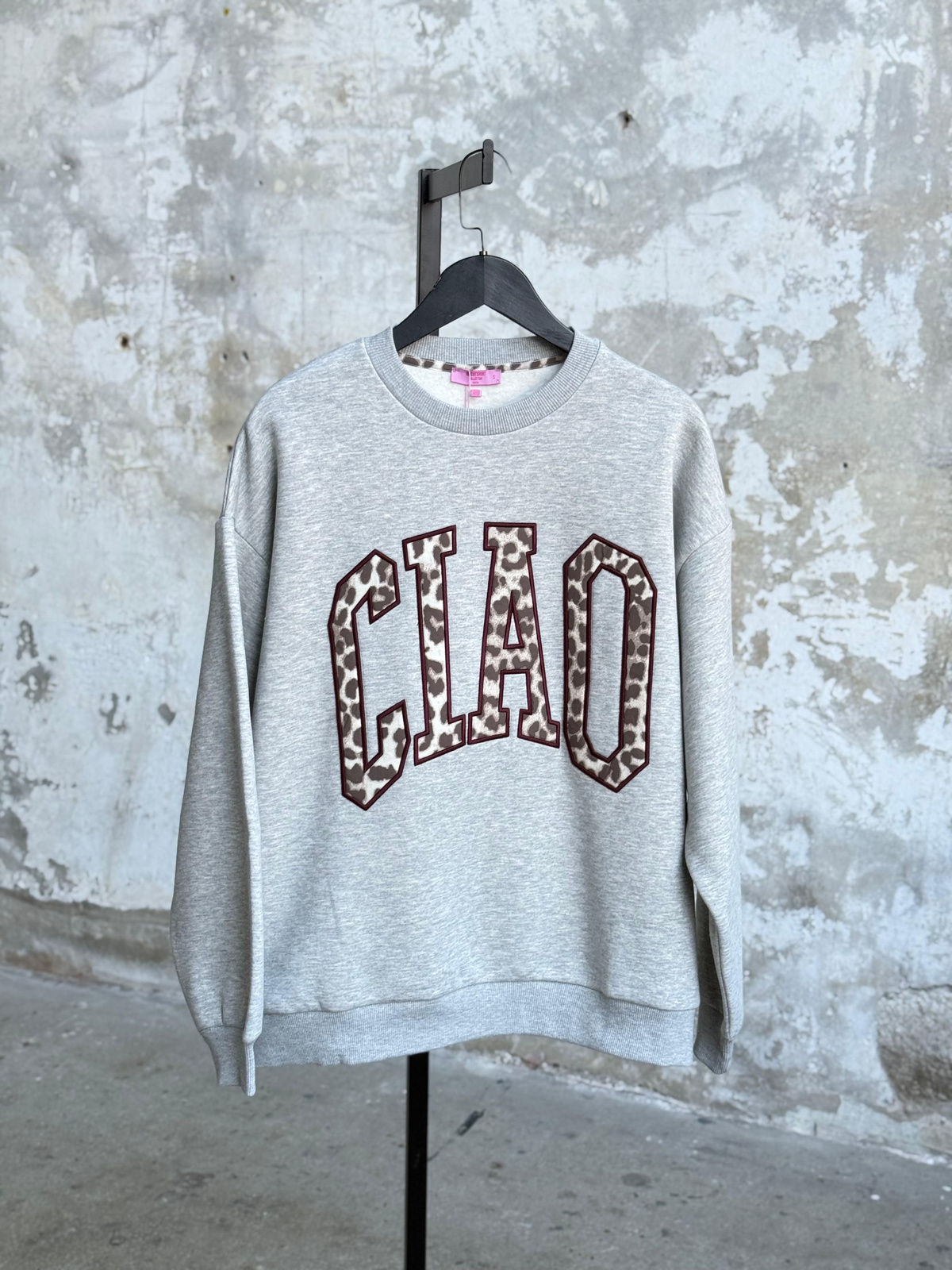 Leopar Baskı Detaylı Sweatshirt (Gri)