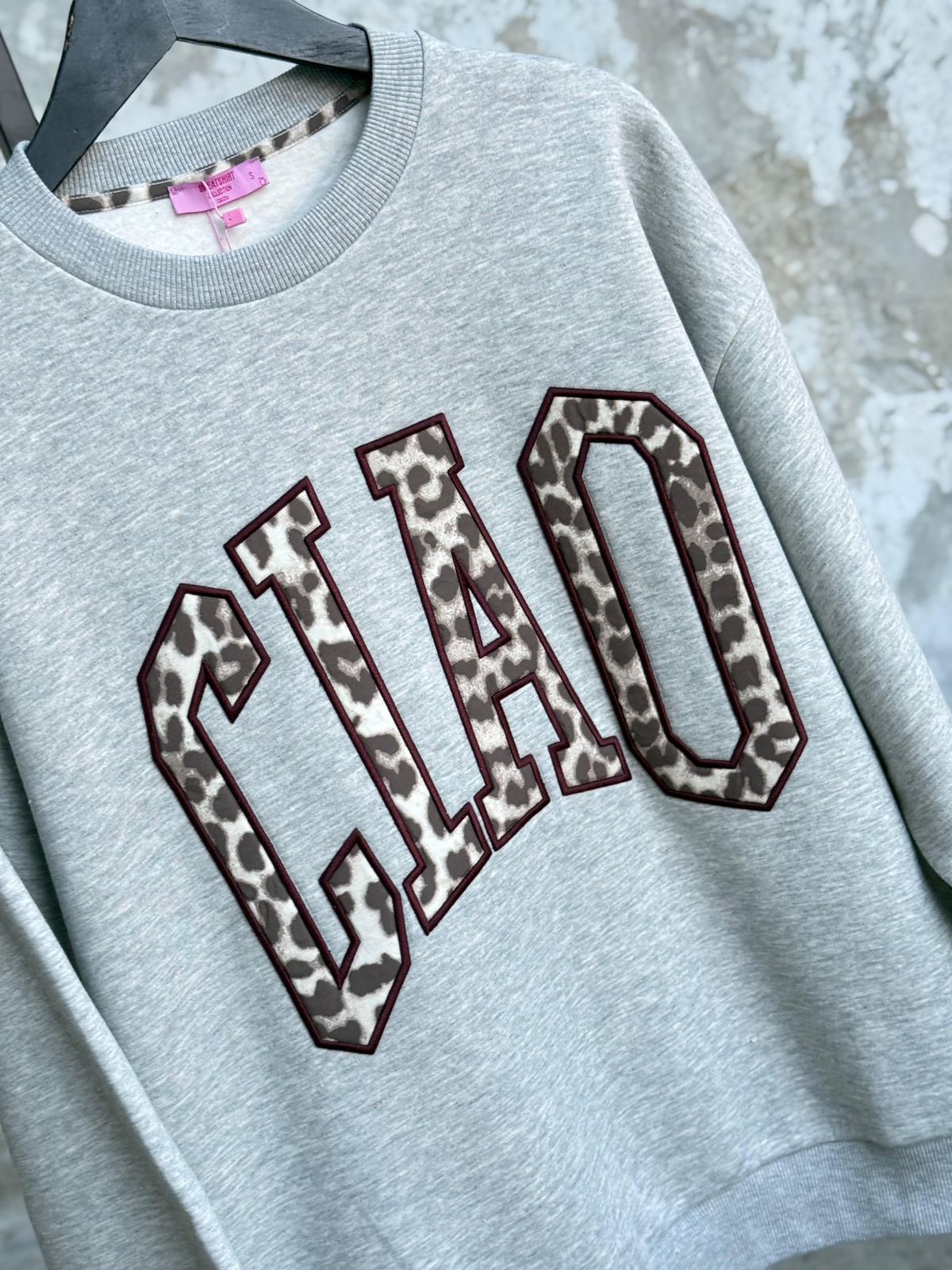 Leopar Baskı Detaylı Sweatshirt (Gri)