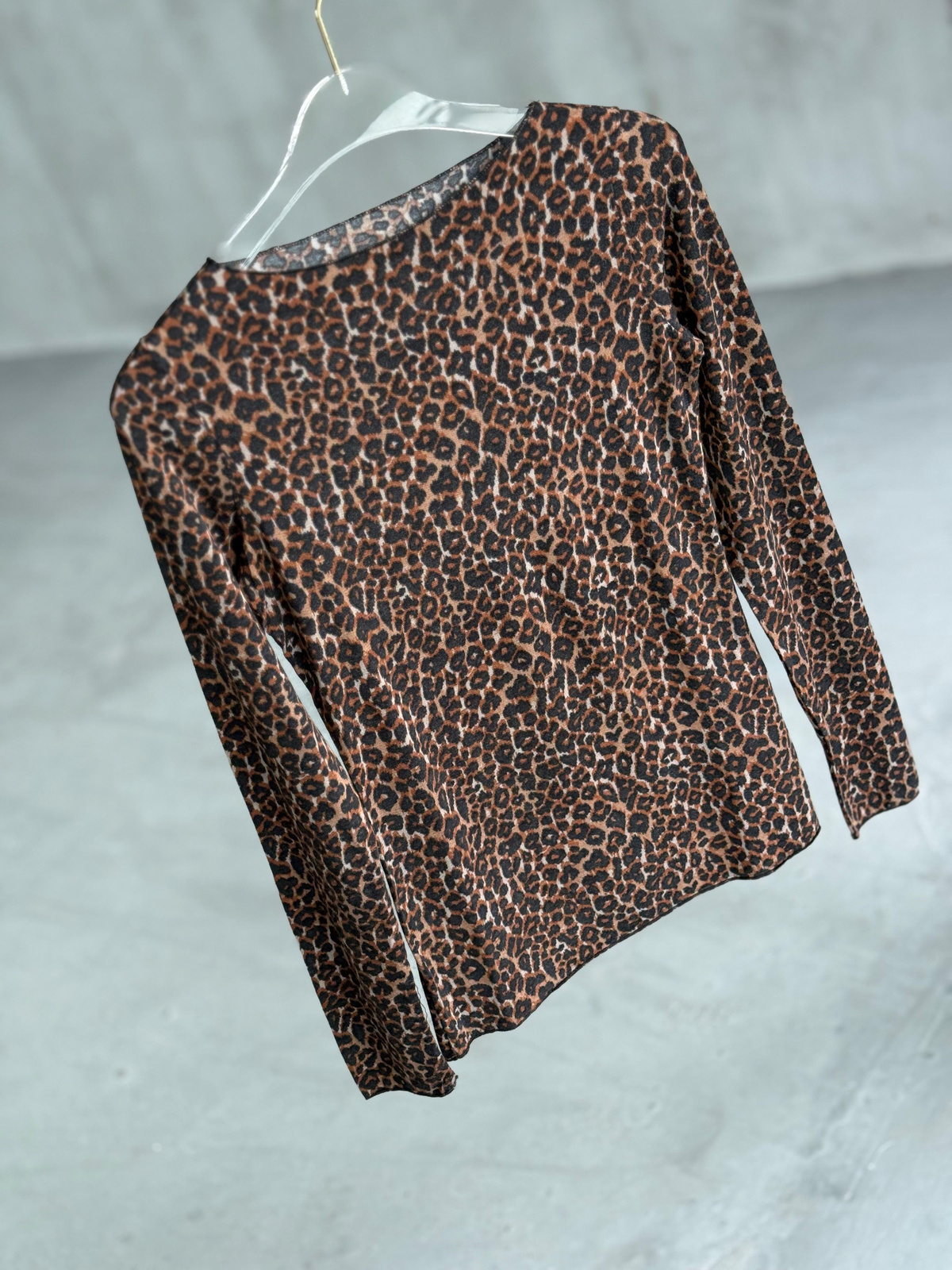 Leopar Desenli Kaşmir Bluz (Kahve)