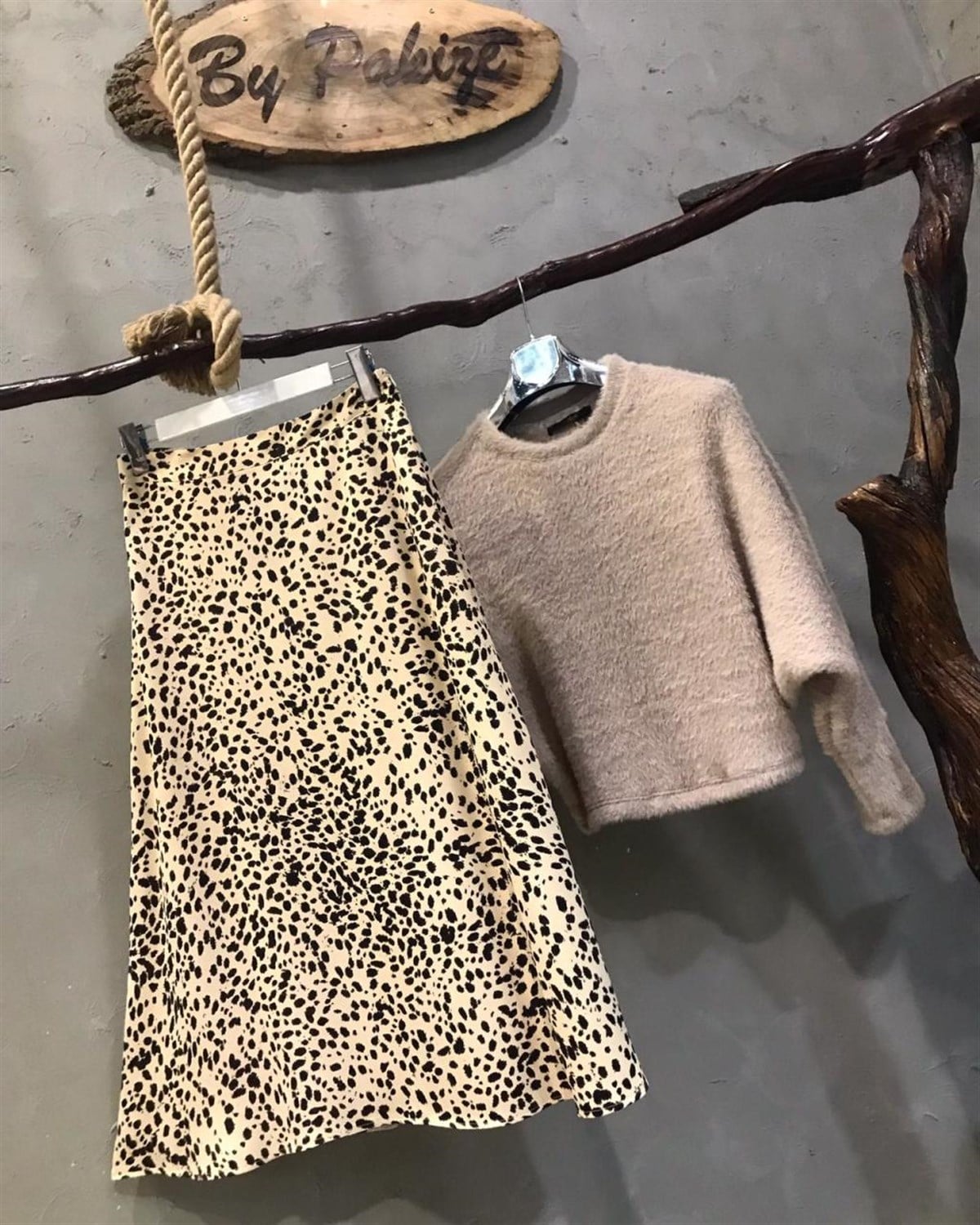 Leopar Saten Midi Boy Etek
