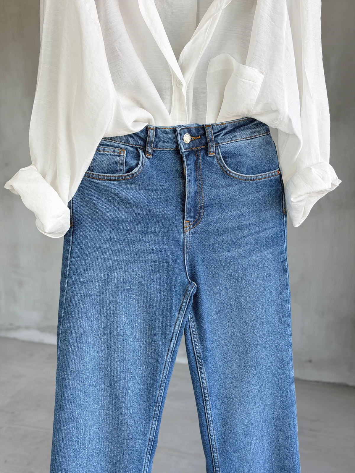 Likralı Denim Kot Pantolon (Mavi)