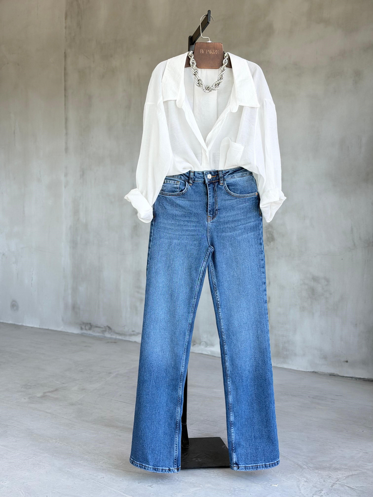 Likralı Denim Kot Pantolon (Mavi)