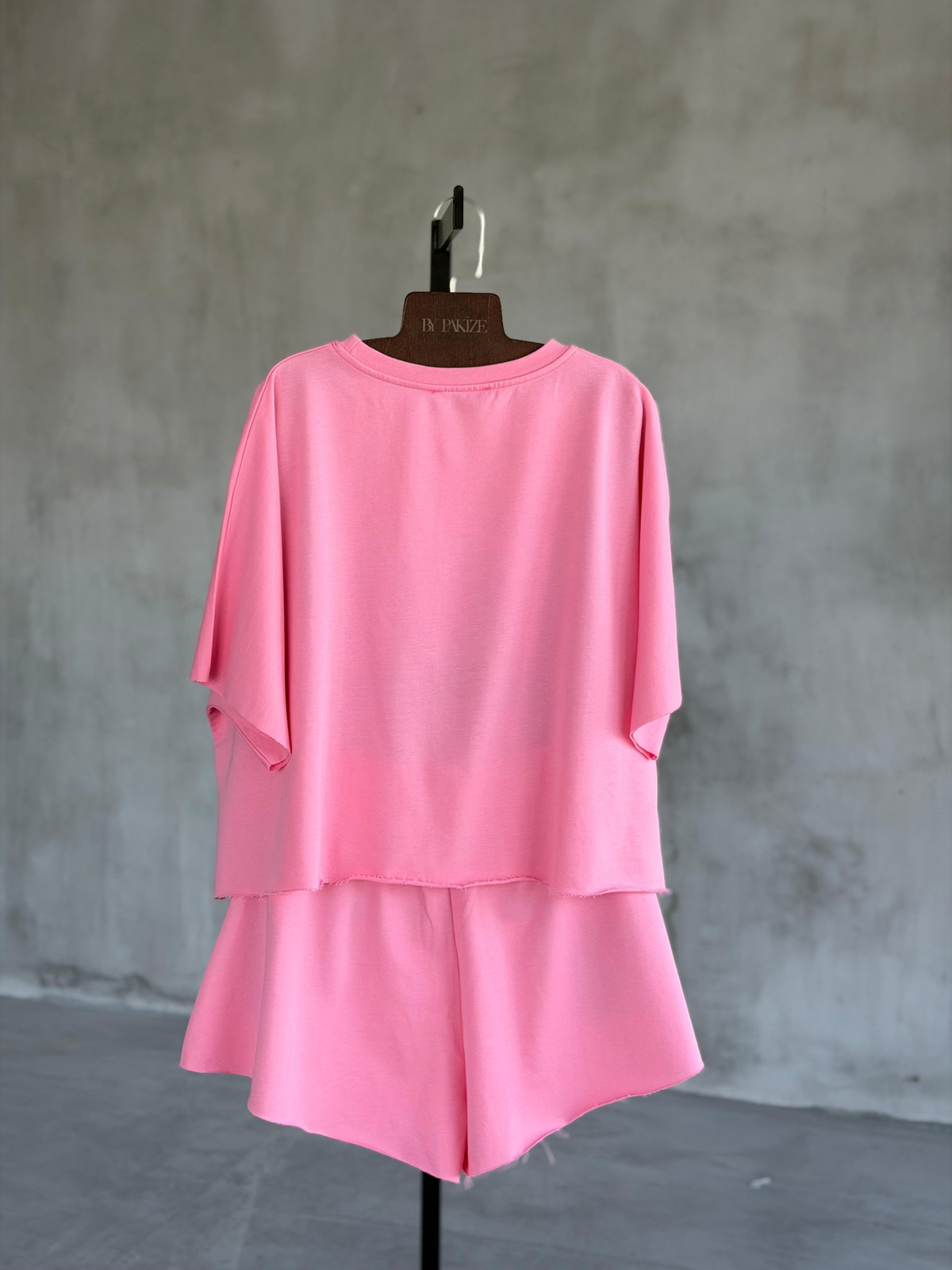 Los Angeles Yazı Baskılı Oversıze Takım (Pembe)