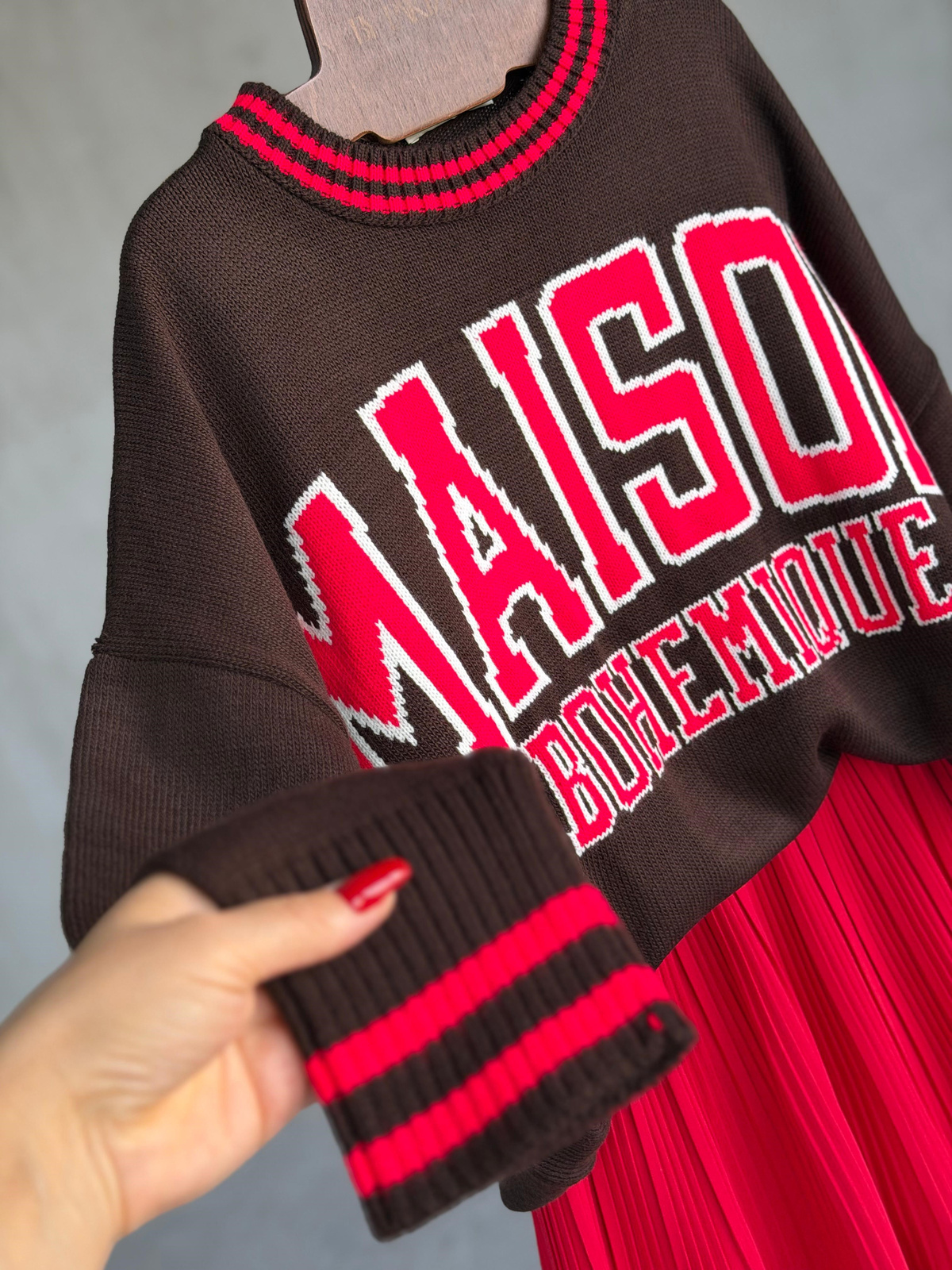 Maison Kolej Oversize Tunik Kazak (Kahve)