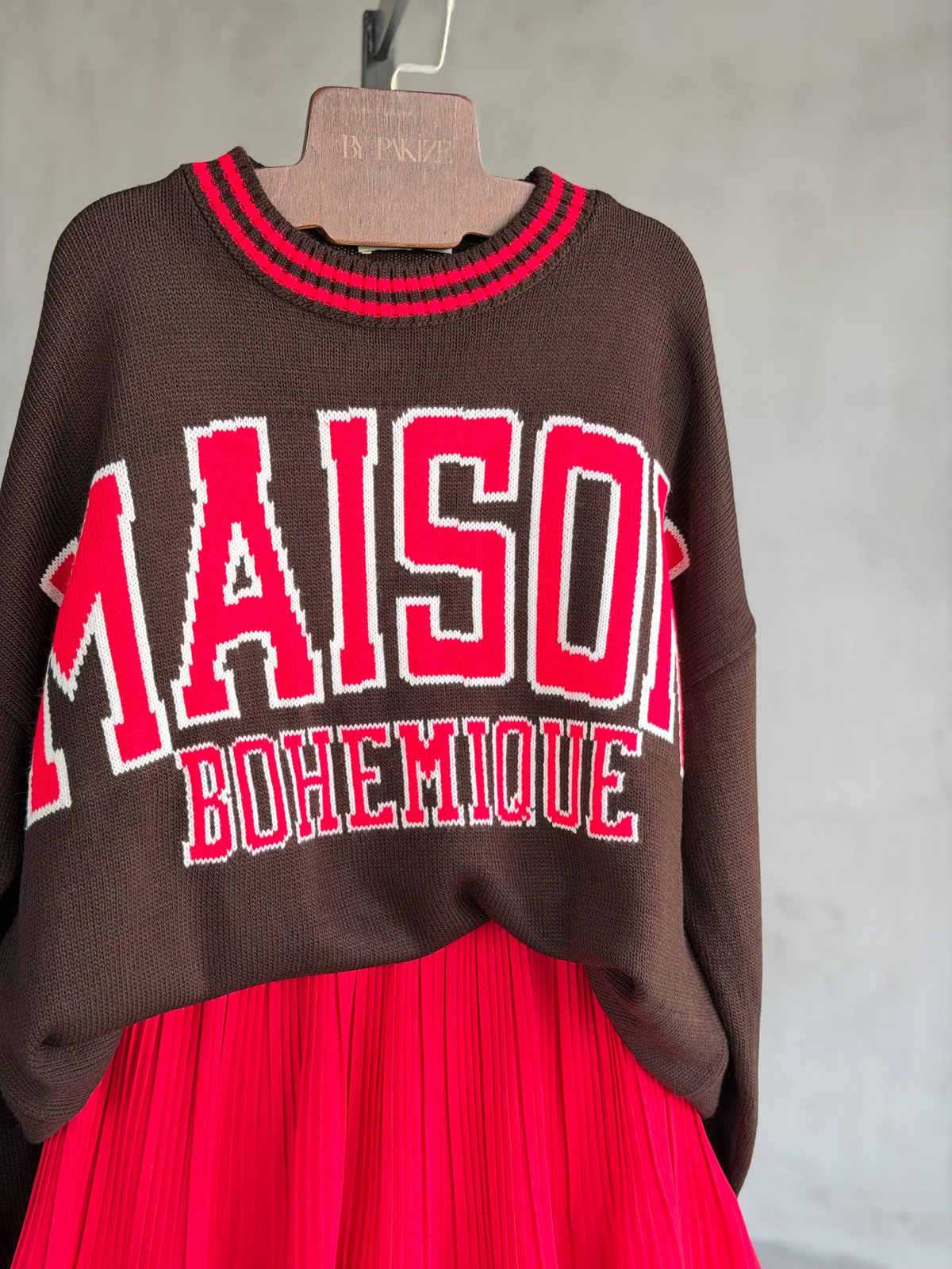 Maison Kolej Oversize Tunik Kazak (Kahve)