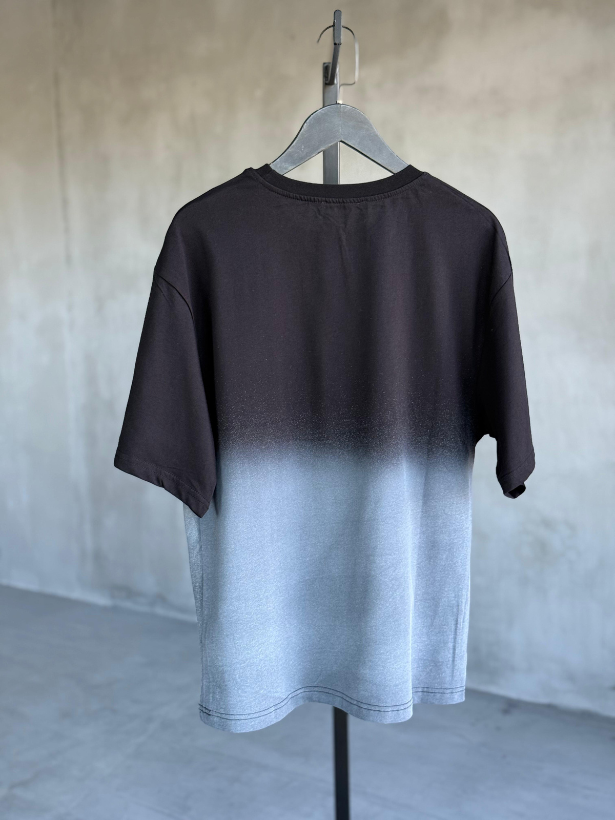 Mickey Baskılı Batik Desen Oversize Dokuma Tişört (Siyah)