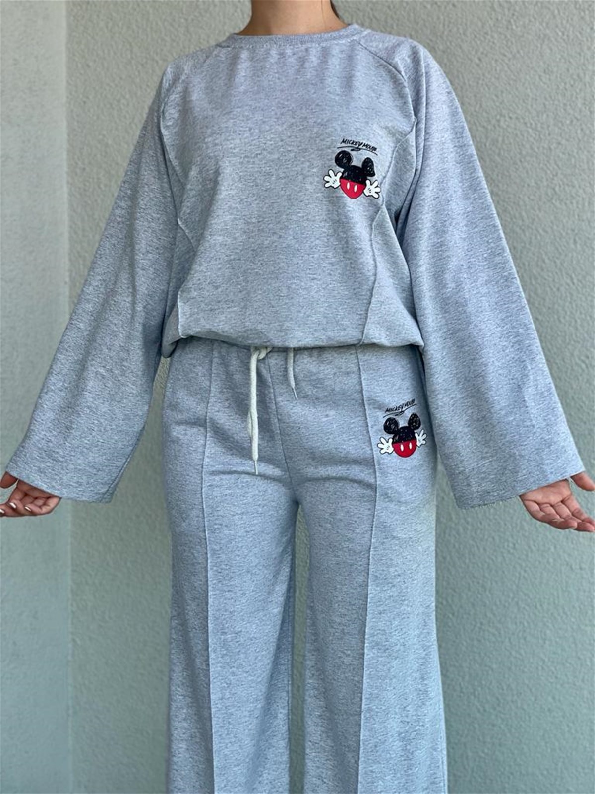 Mickey Baskılı Takım (Gri)