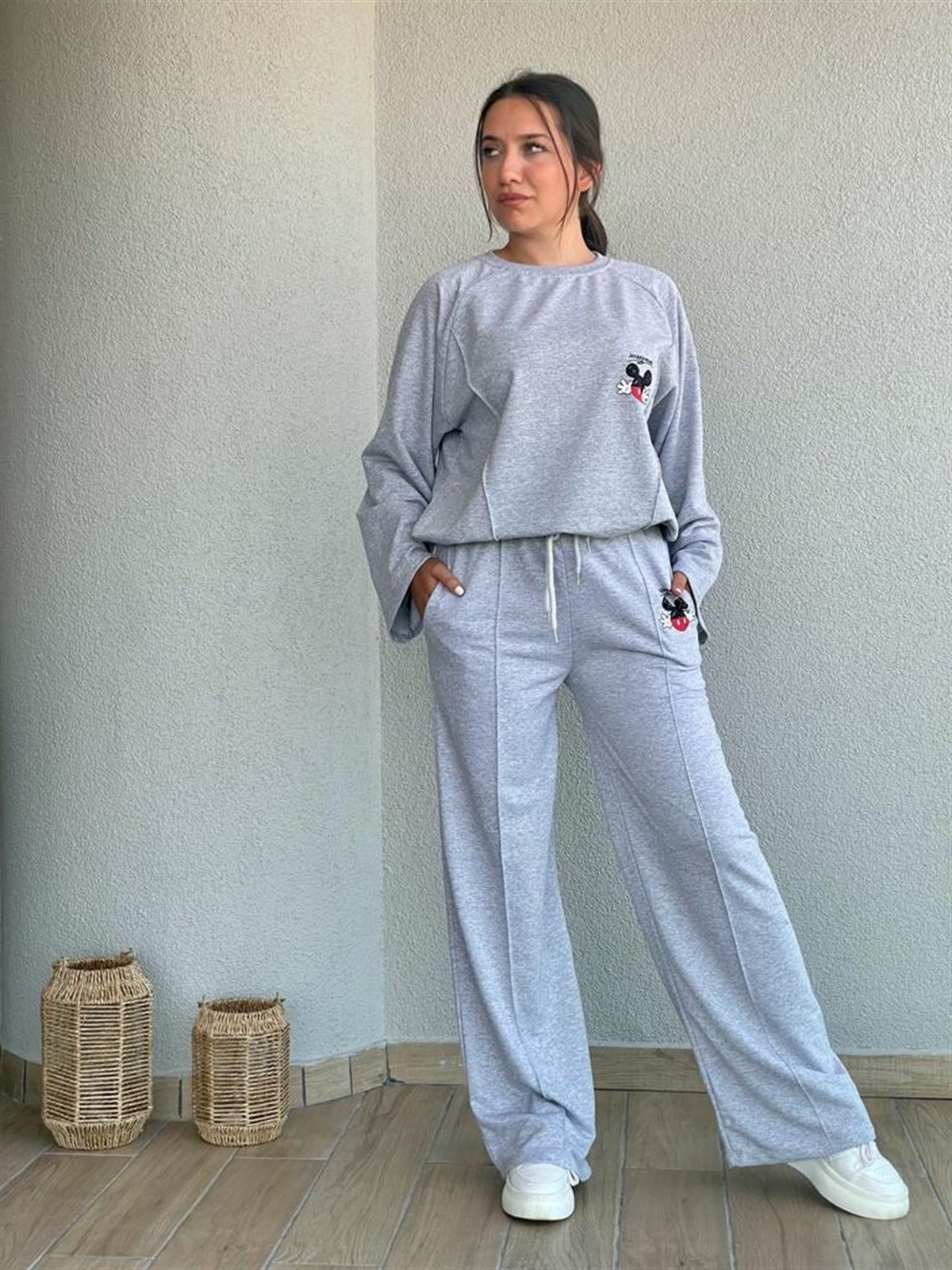 Mickey Baskılı Takım (Gri)