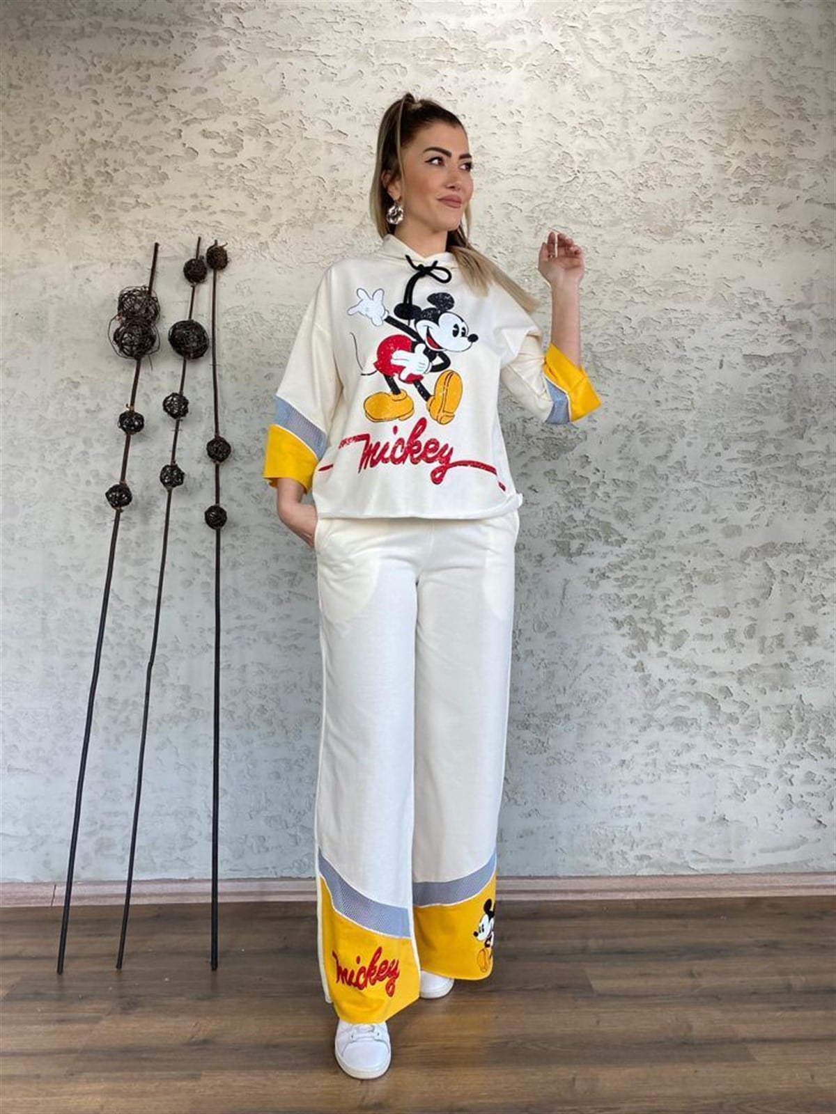 Mickey Mouse Baskılı Takım (Gri)