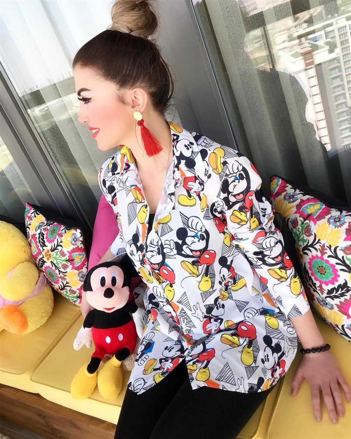 Mickey Mouse Şifon Kumaş Gömlek
