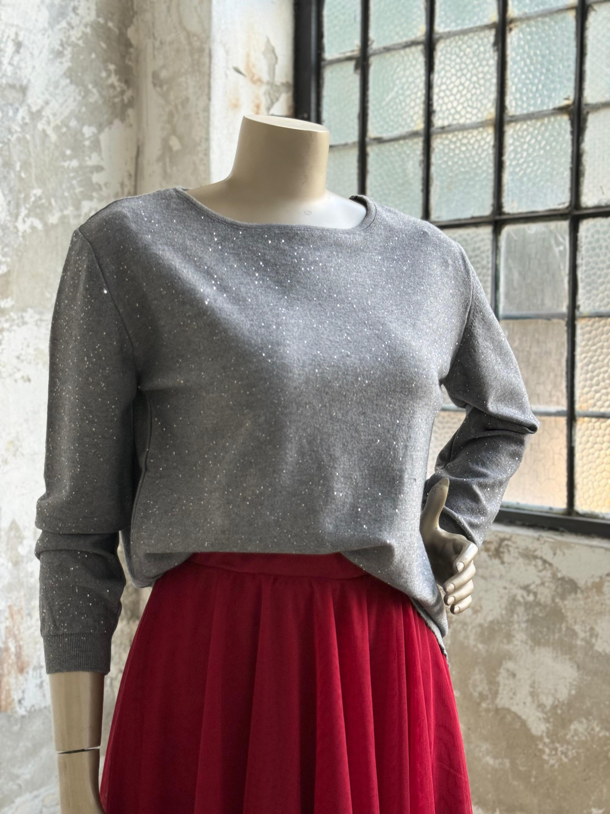 Minik Payet işçilikli Oversize Kazak (Gri)
