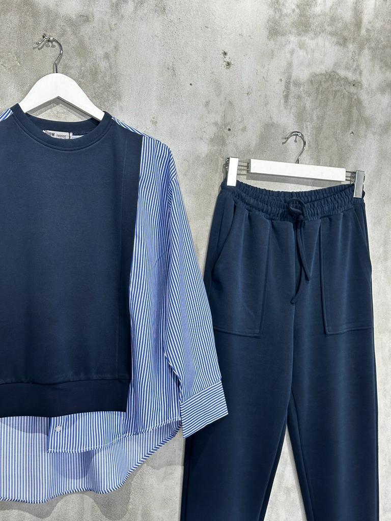 Modal Kumaş Sweat Gömlekli Takım (Lacivert)