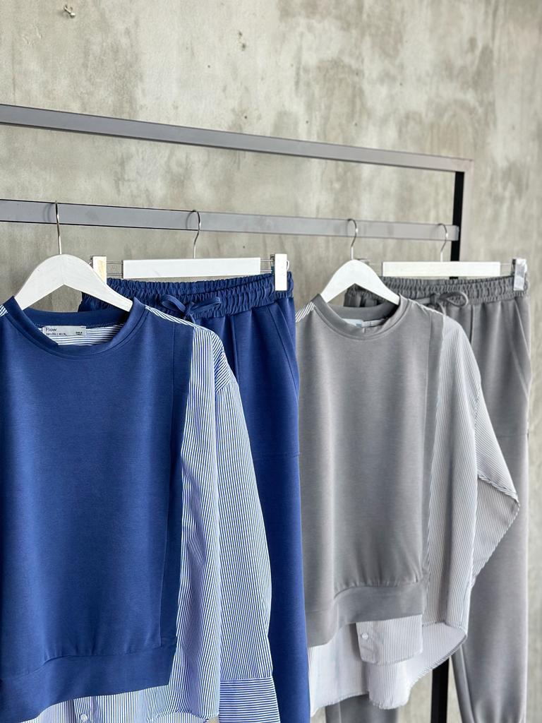 Modal Kumaş Sweat Gömlekli Takım (Lacivert)
