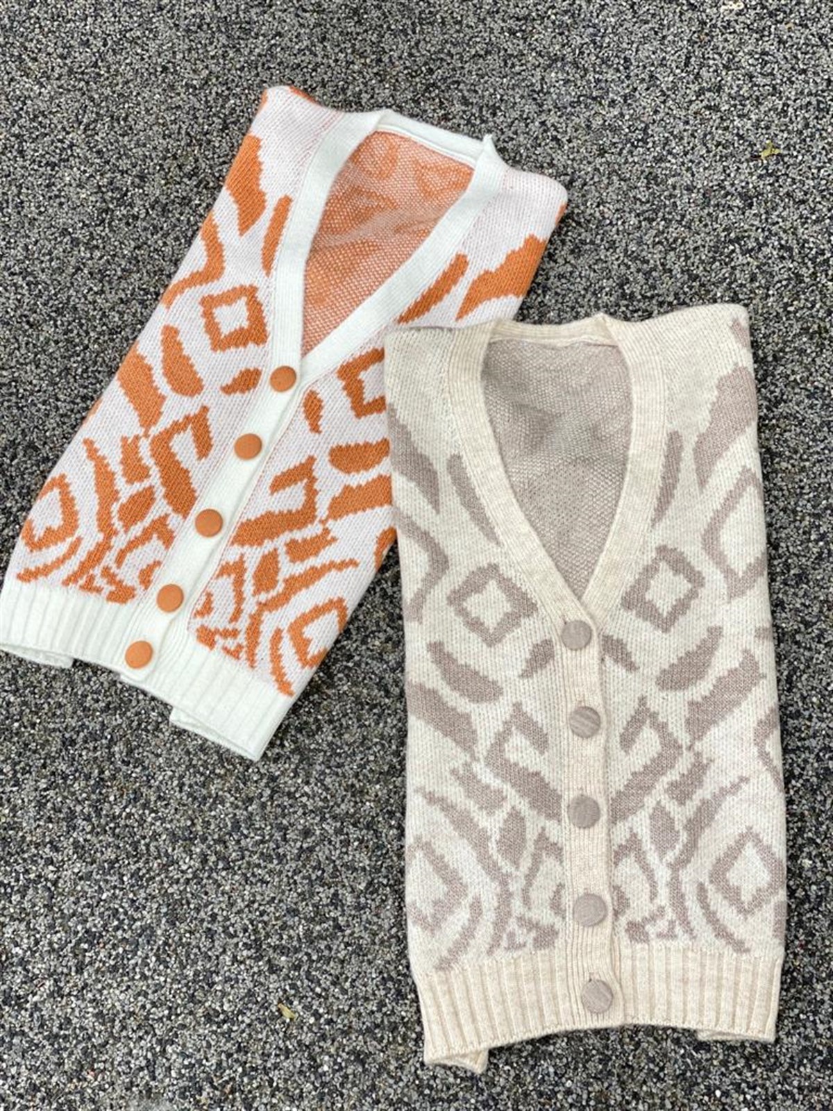 Motif Desenli Örgü Çelik Hırka (Ten)