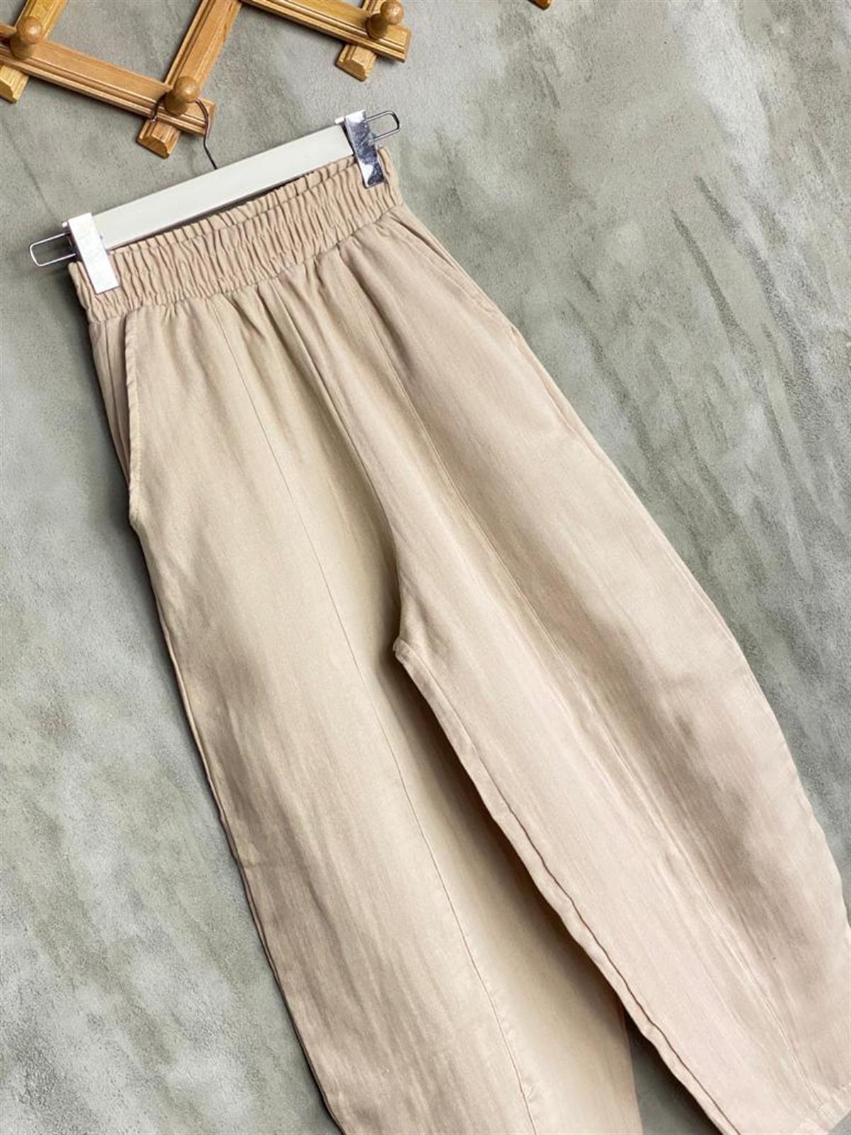 Müslin Kumaş Şalvar Pantolon Kimono Takım (Taş)