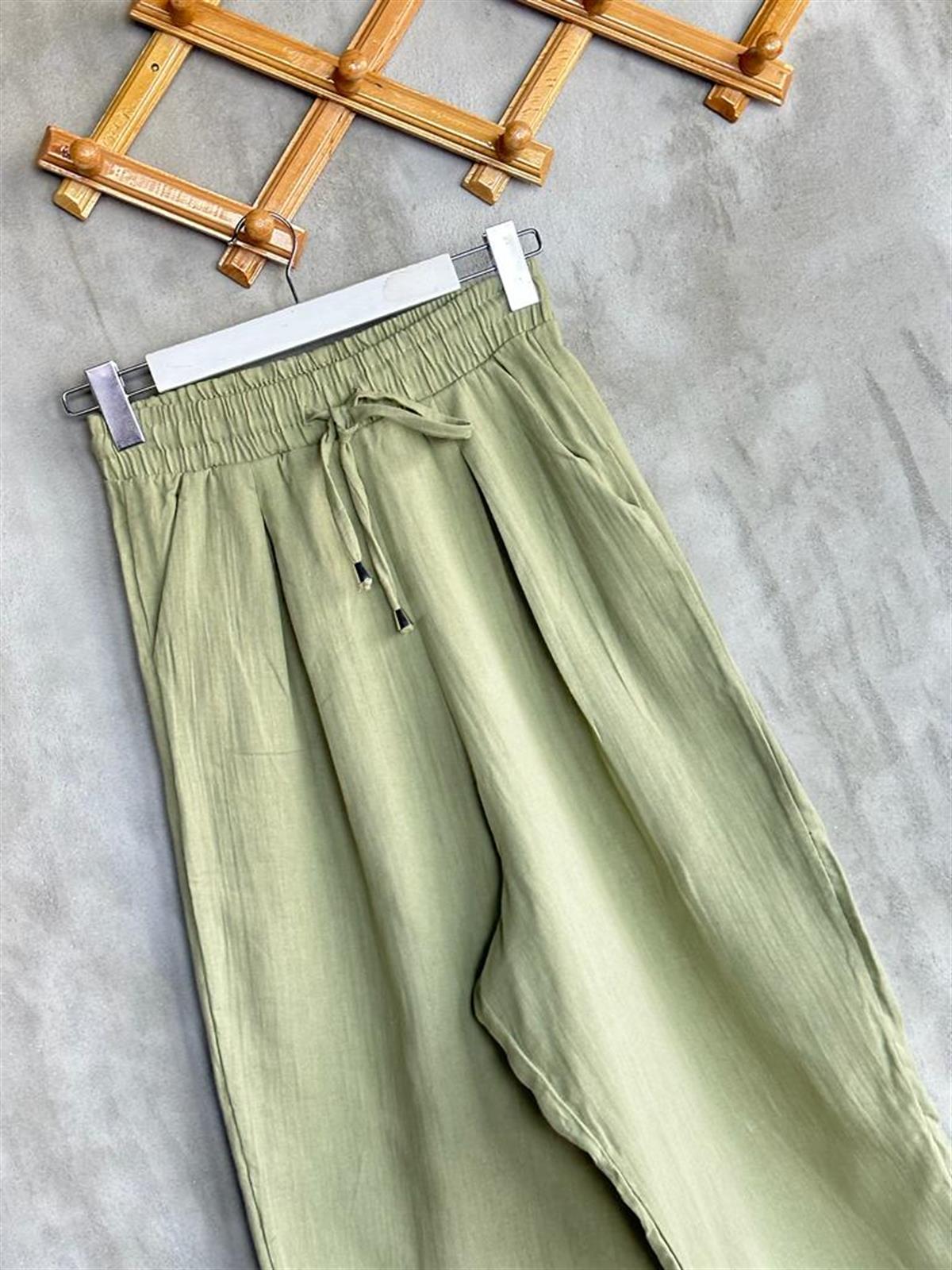 Müslin Kumaş Şalvar Pantolon (Mint)