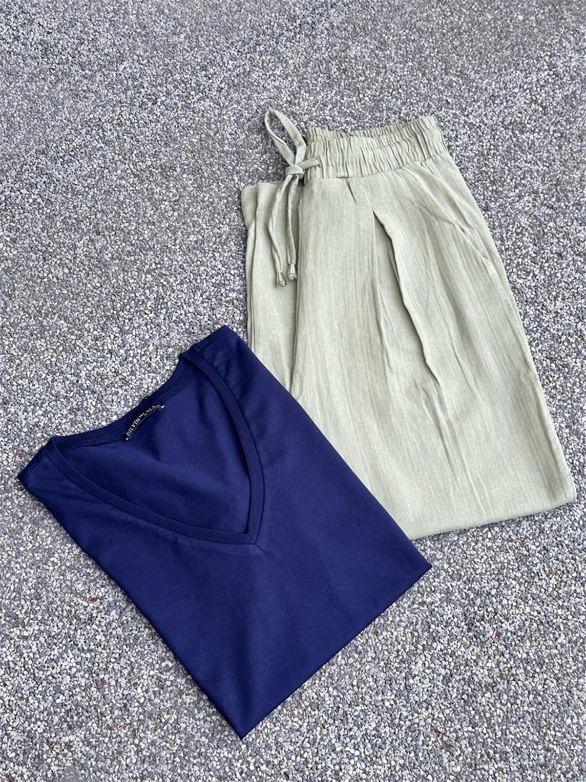 Müslin Kumaş Şalvar Pantolon (Mint)