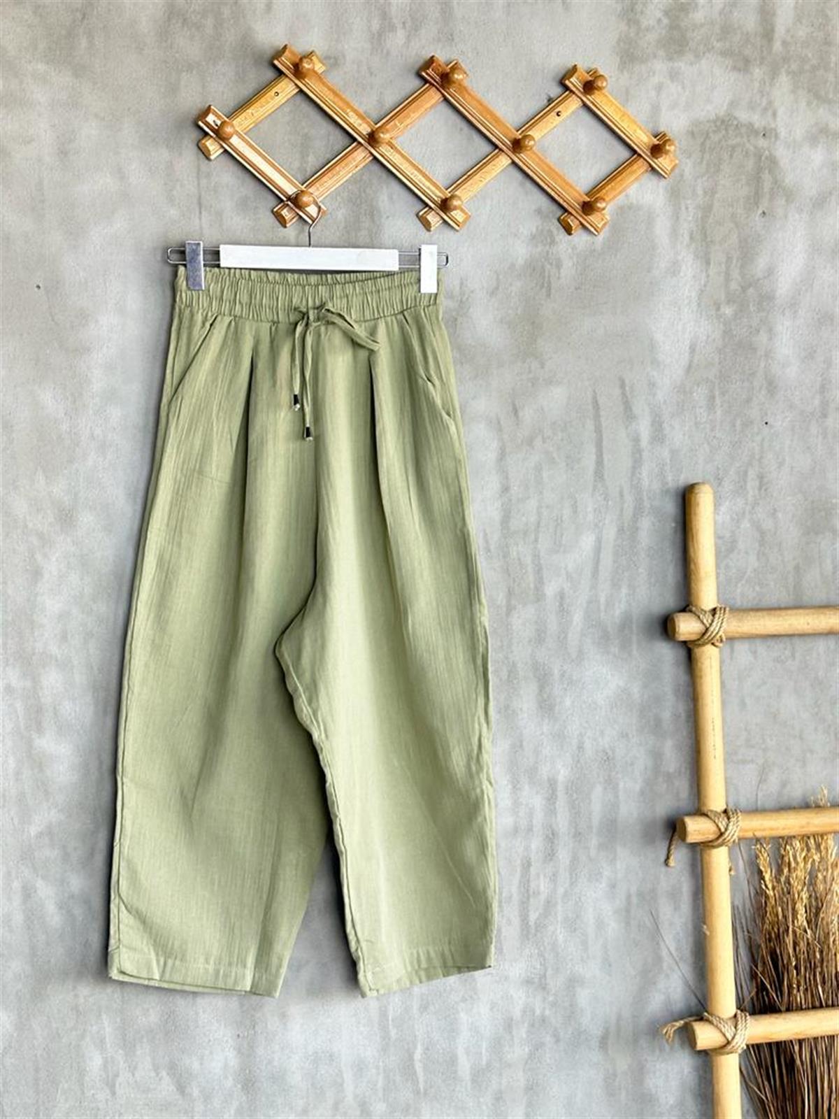 Müslin Kumaş Şalvar Pantolon (Mint)