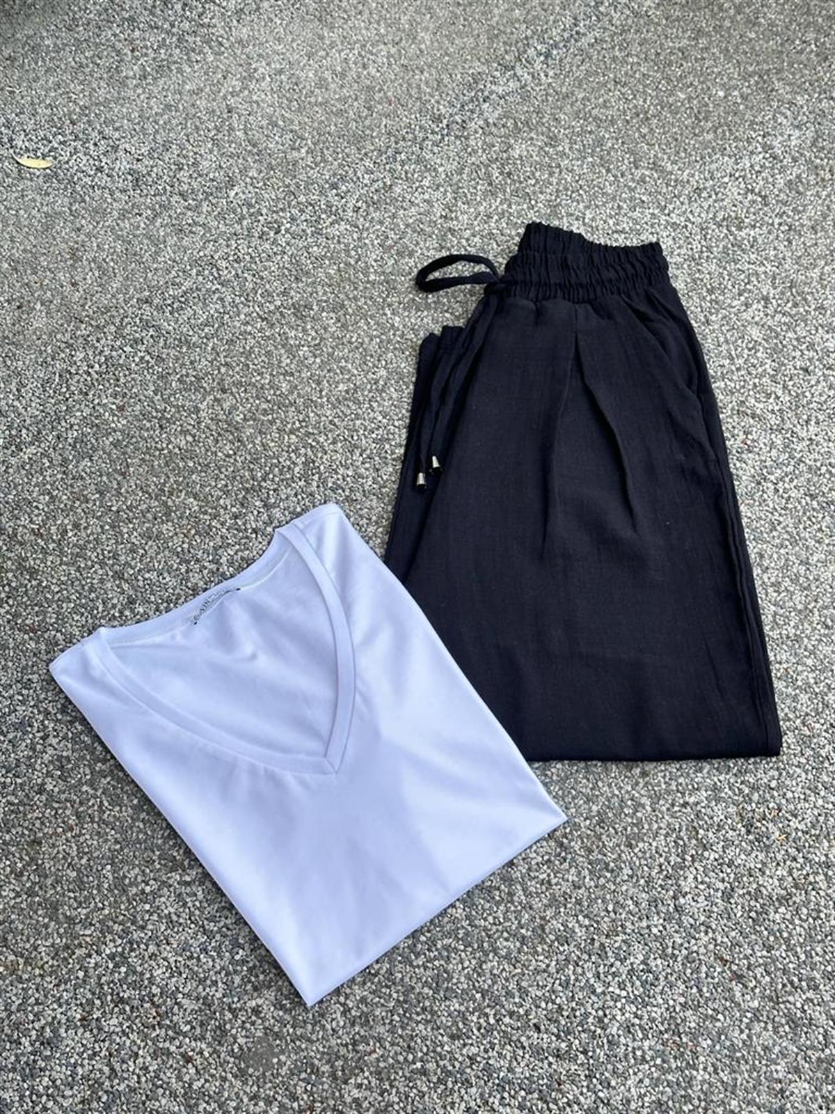 Müslin Kumaş Şalvar Pantolon (Siyah)