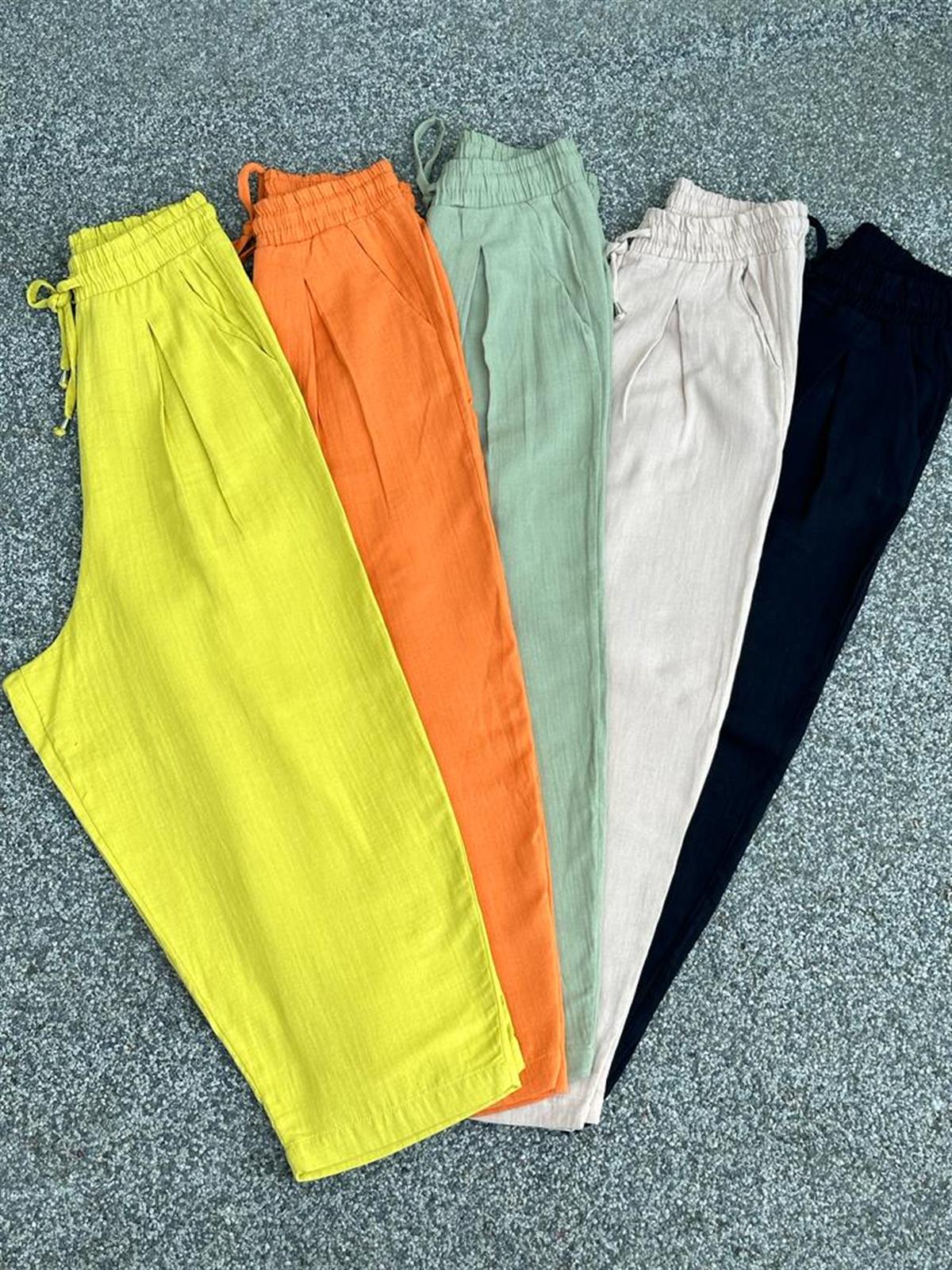 Müslin Kumaş Şalvar Pantolon (Yağ Yeşili)