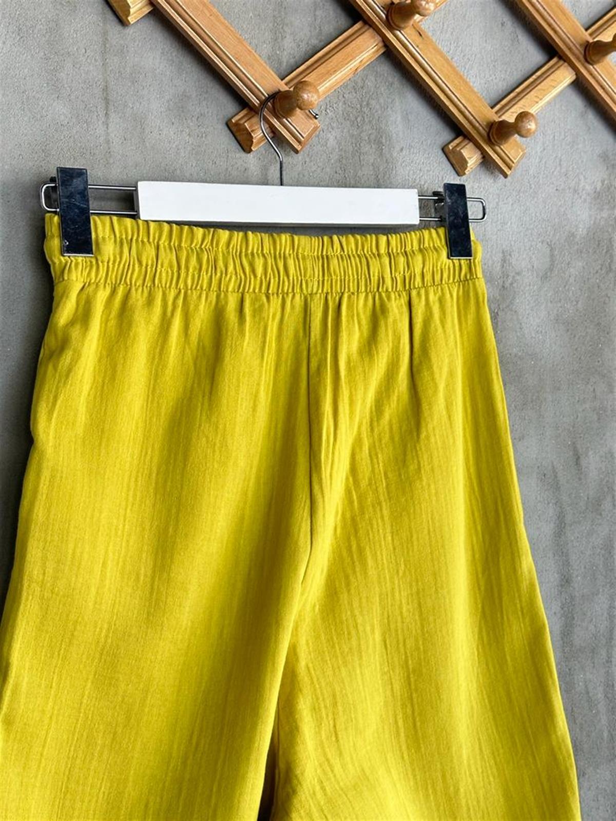 Müslin Kumaş Şalvar Pantolon (Yağ Yeşili)