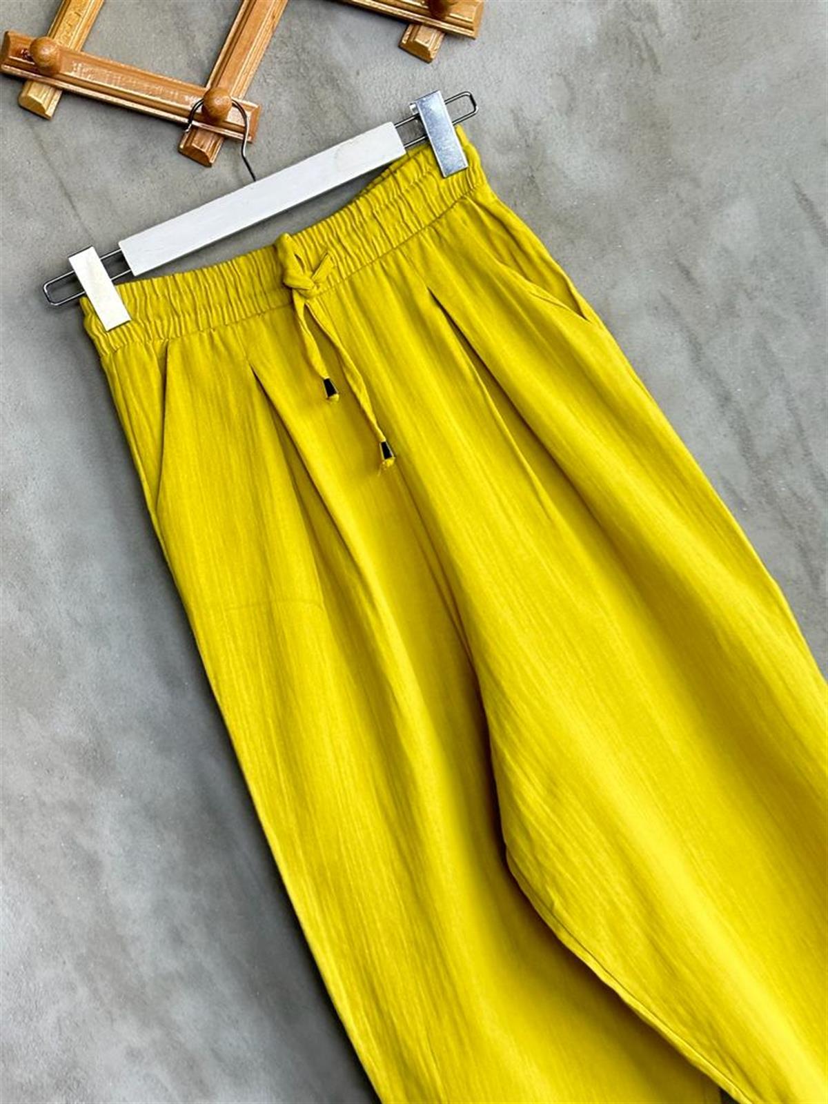Müslin Kumaş Şalvar Pantolon (Yağ Yeşili)