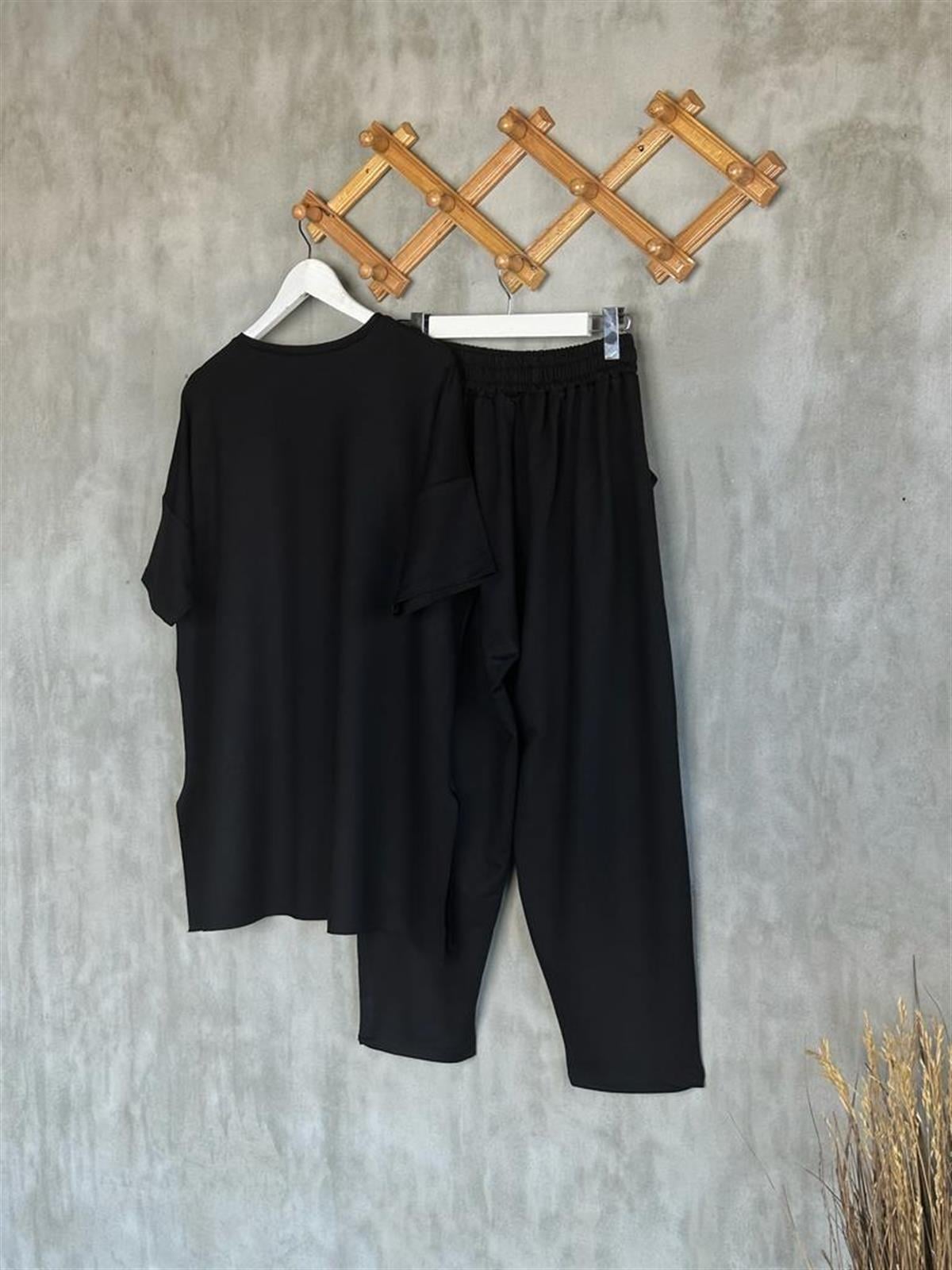 Neon Arma Detaylı Oversize Takım (Siyah)