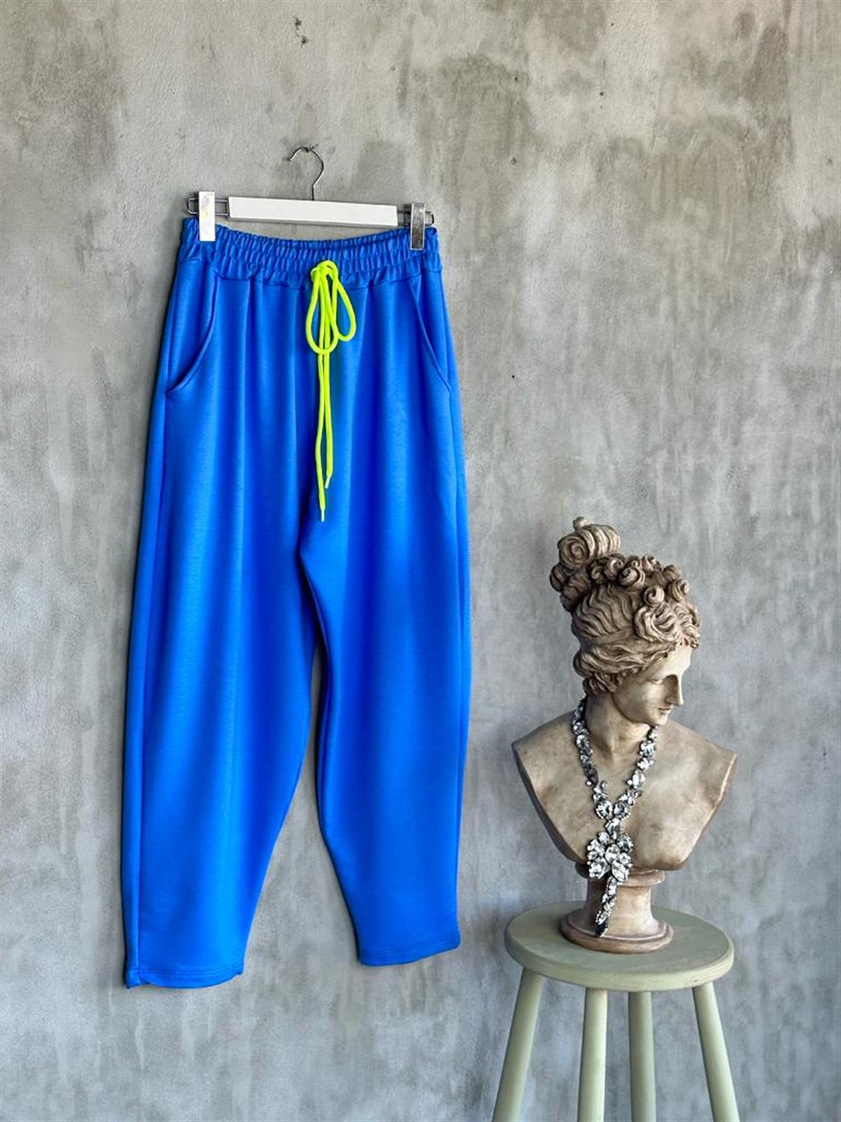 Neon Arma Detaylı Oversize Uzun Kollu Takım (Mavi)