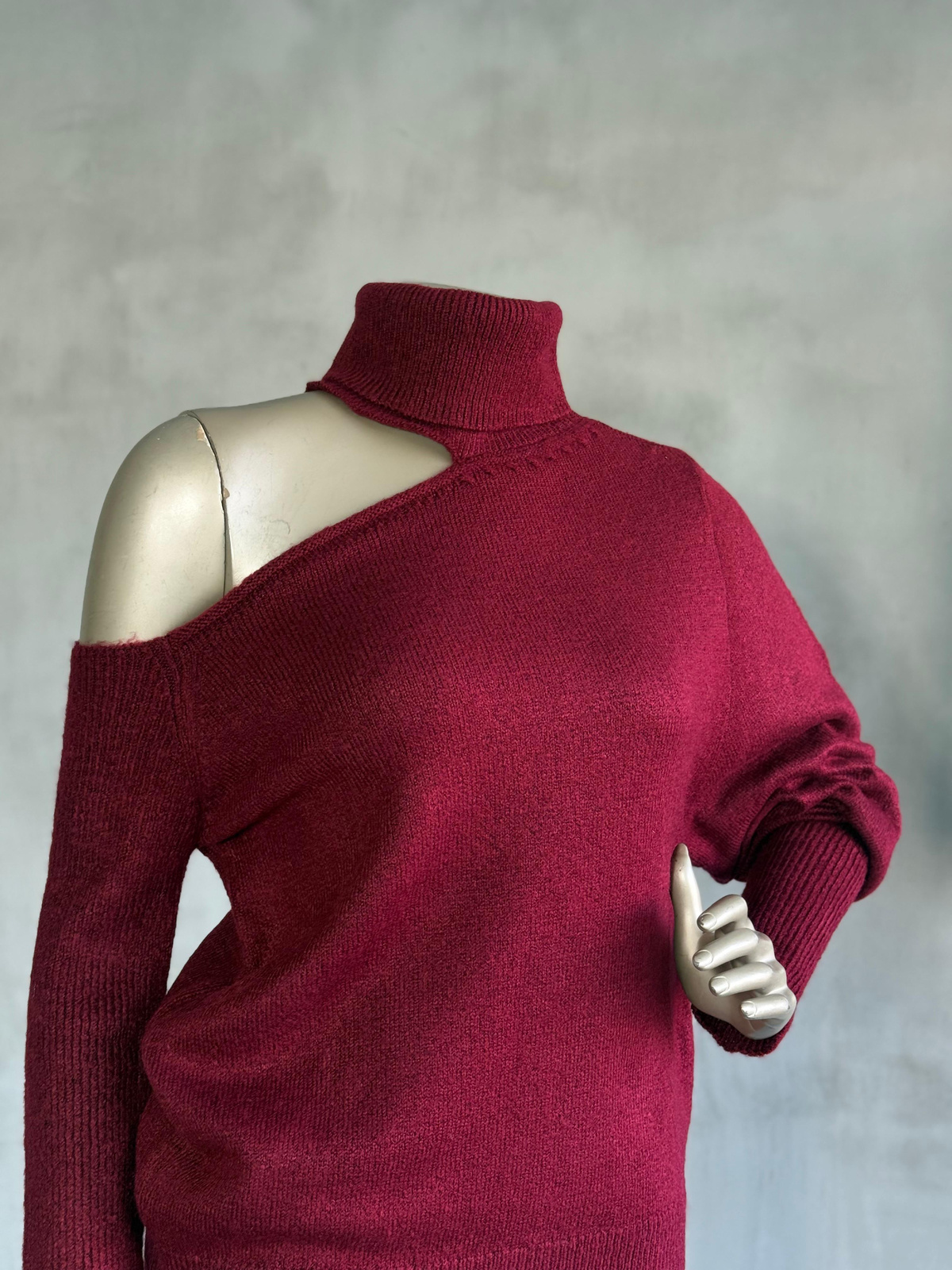 Omuz Dekolteli Premium Kazak (Bordo)