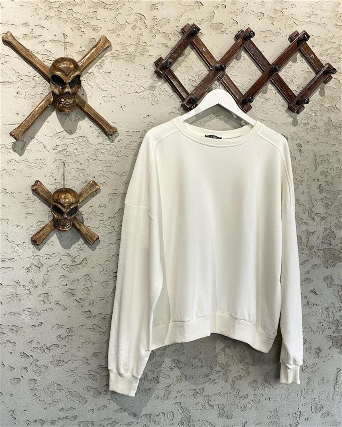 Omuz Detaylı Salaş Sweat (Ekru)