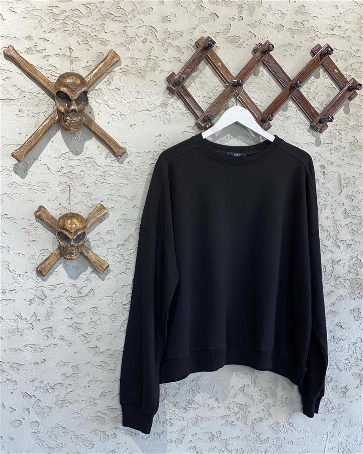 Omuz Detaylı Salaş Sweat (Siyah)