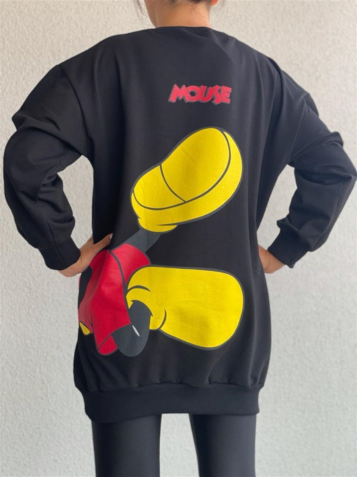 Ön ve Sırt Mickey Baskı Detaylı Sweat (Siyah)