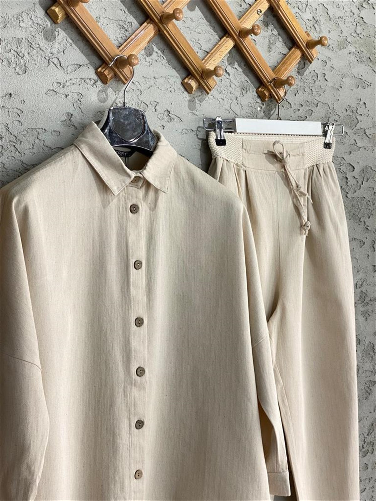 Oversize Gabardin Gömlek (Taş Rengi)