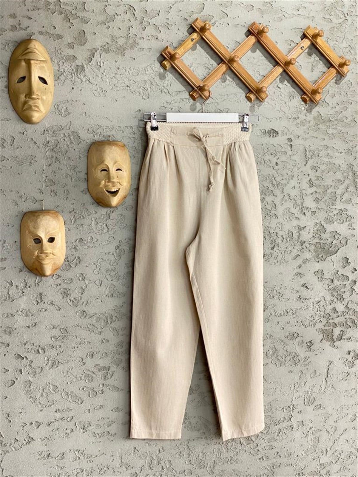 Oversize Gabardin Pantolon (Taş Rengi)