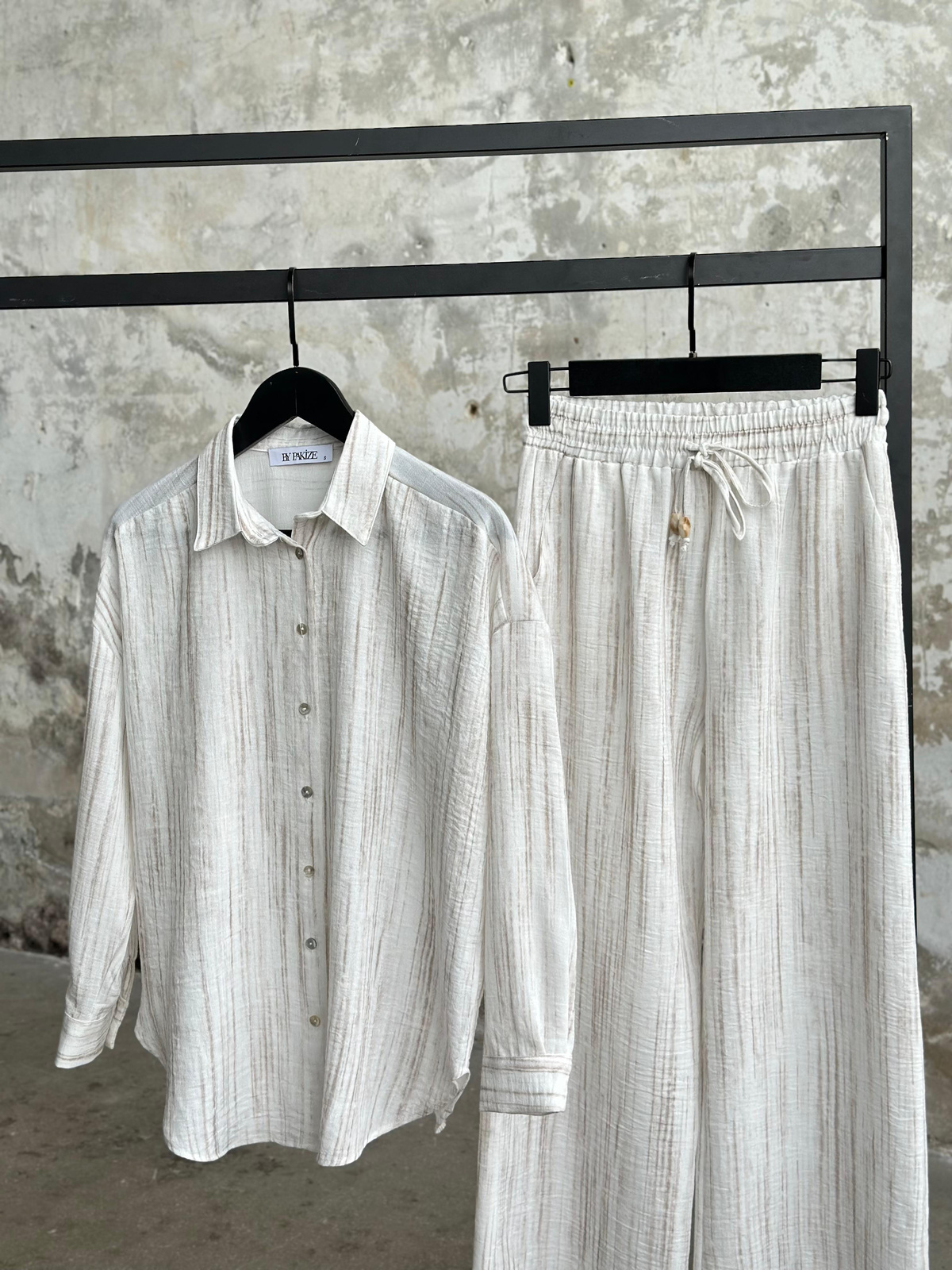 Oversize Gömlekli Kadın Takım (Natural)