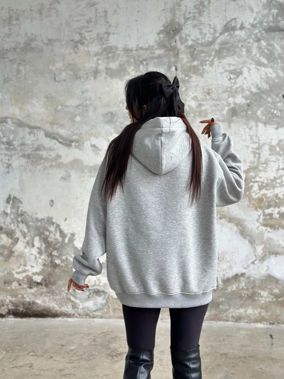 Oversize Kapüşonlu Sweat (Gri)