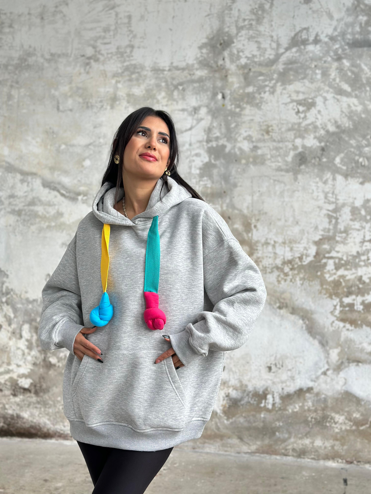 Oversize Kapüşonlu Sweat (Gri)